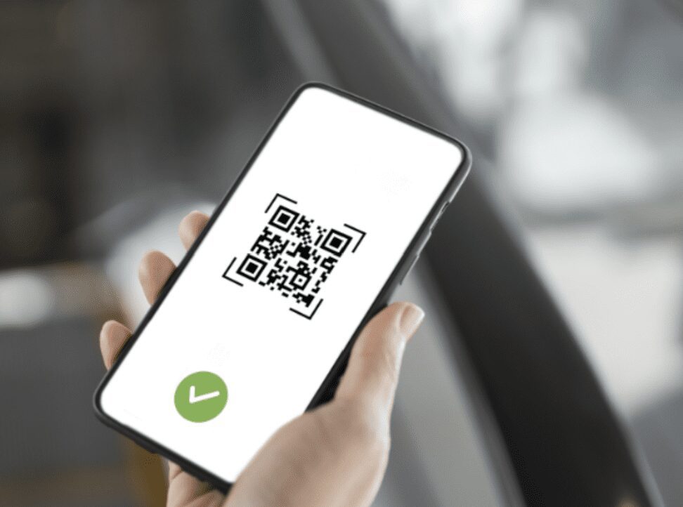 A QR code in a mobile